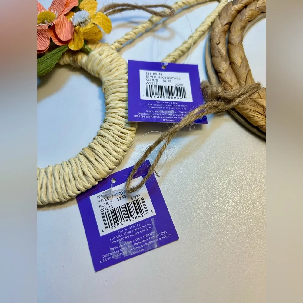 NWT Two Easter Wicker Wall Decorations